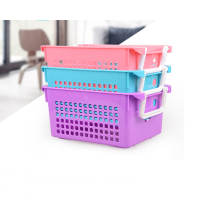 Wholesale eco-friendly high quality reusable plastic basket storage with handle